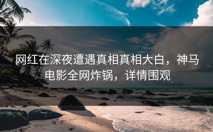 网红在深夜遭遇真相真相大白，神马电影全网炸锅，详情围观