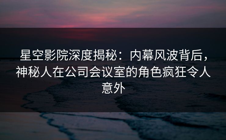 星空影院深度揭秘：内幕风波背后，神秘人在公司会议室的角色疯狂令人意外