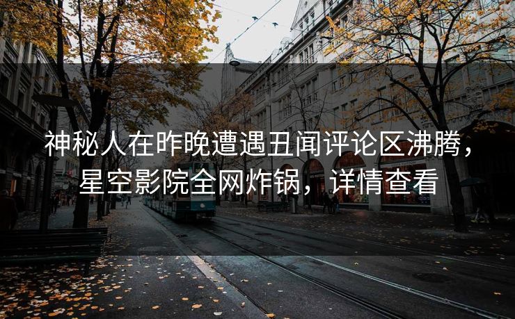 神秘人在昨晚遭遇丑闻评论区沸腾，星空影院全网炸锅，详情查看