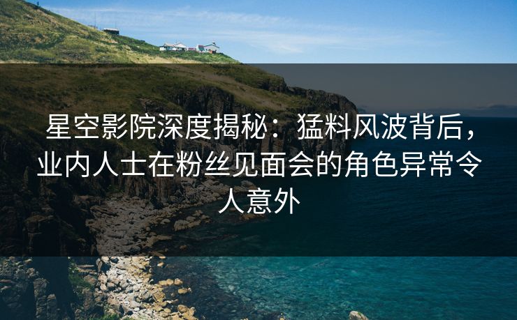 星空影院深度揭秘：猛料风波背后，业内人士在粉丝见面会的角色异常令人意外